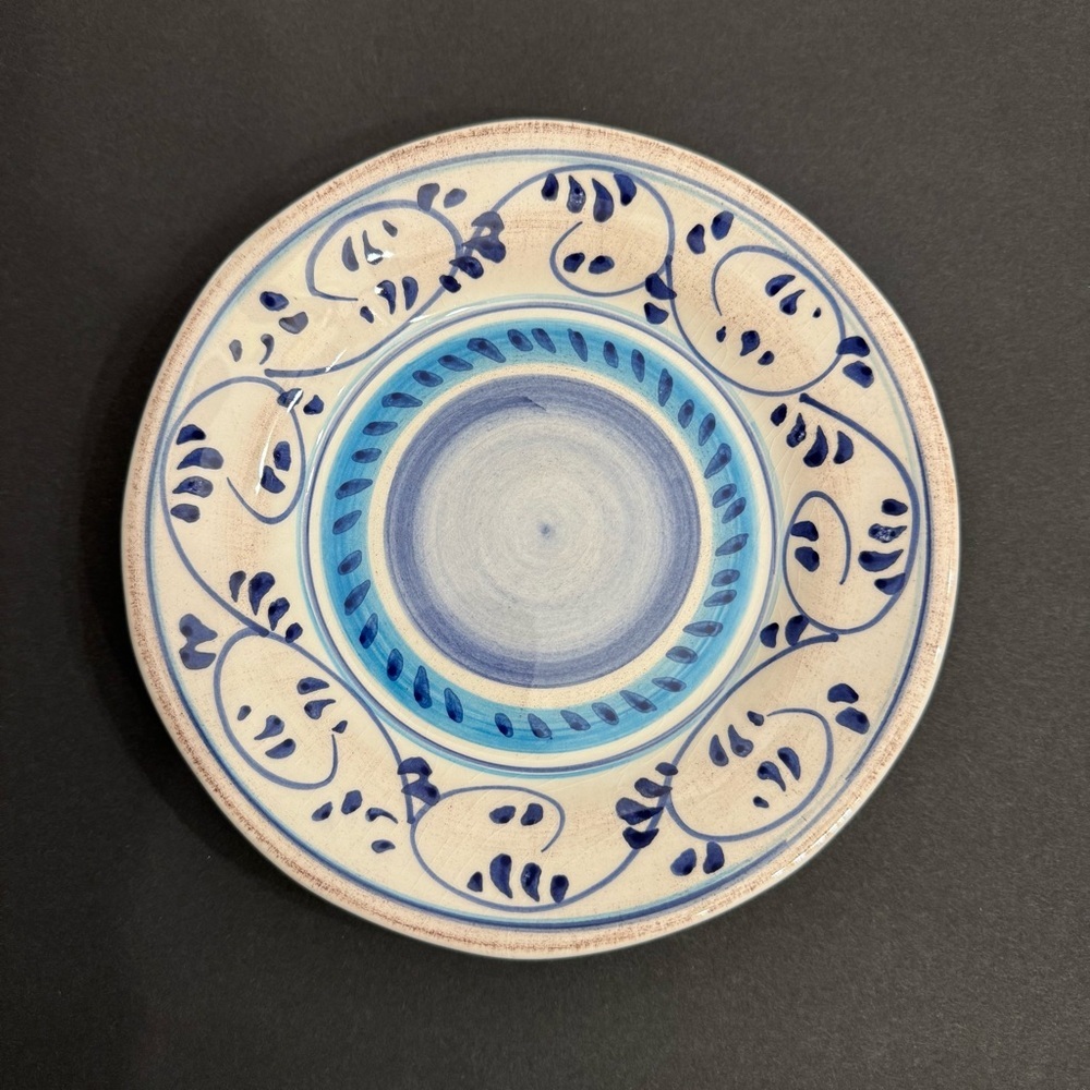 LOT of 4 Crate & Barrel ROVELLO 7" Dipping Plate Set Blue Italy Italian Pottery